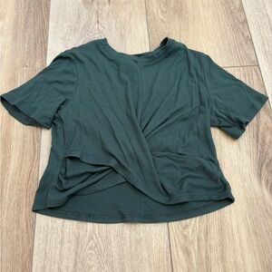 All in Motion Dark Green Twist Front Crop Top